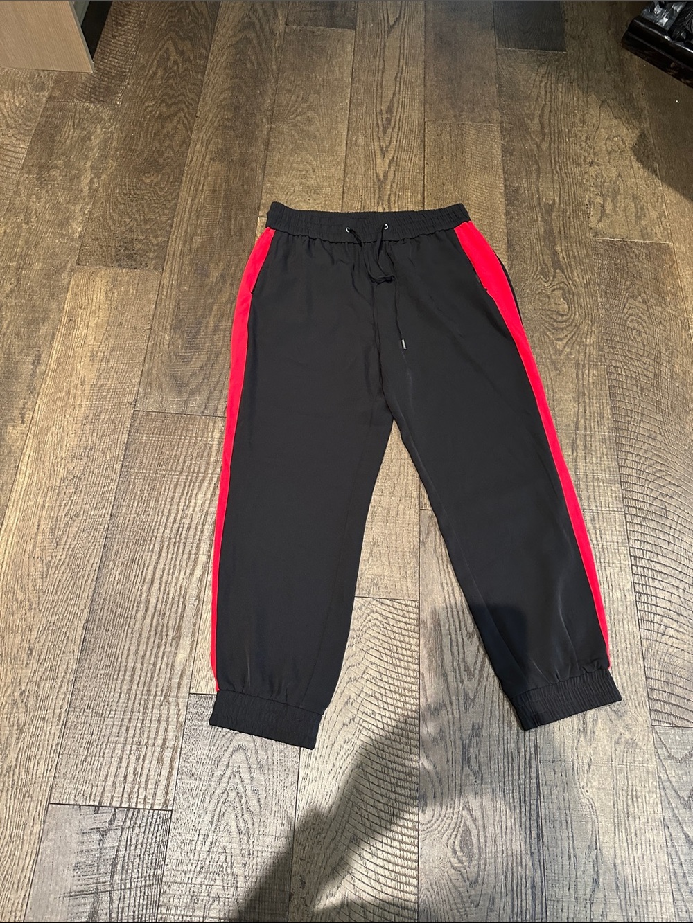 Zara Black Joggers with Red Side Panels - women